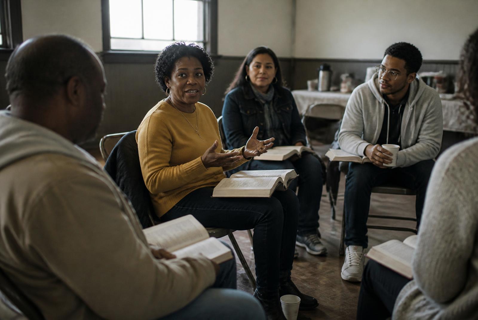 Members of RUACH International Church studying Scripture together
